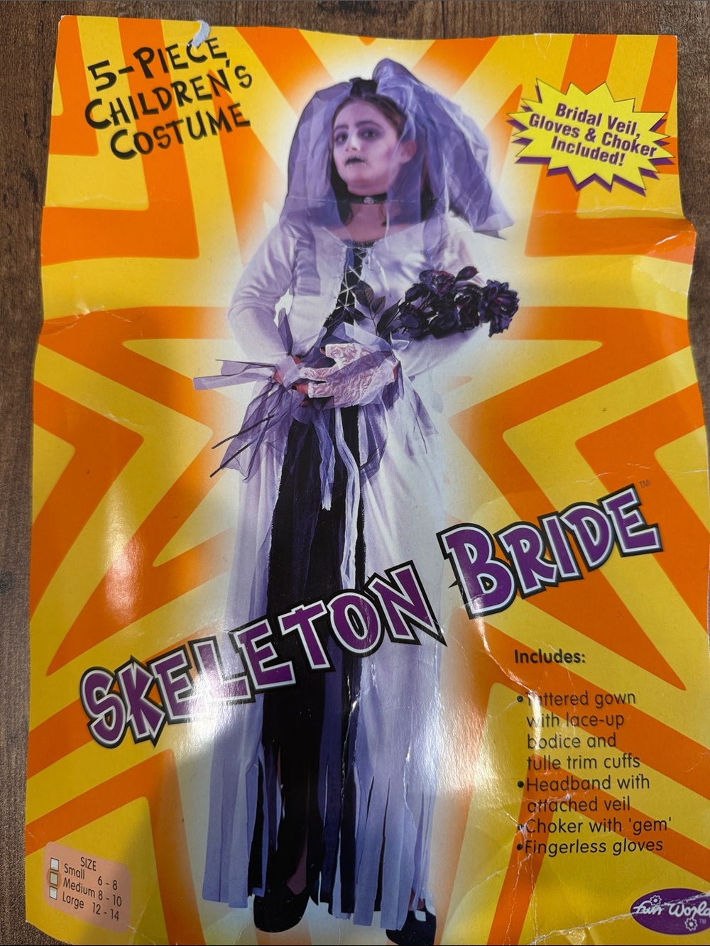 Skeleton Bride Kids Costume — Purple and White Veiled Gown by